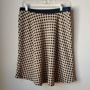 Ann Taylor Black and Tan Polka Dot A-Line Skirt